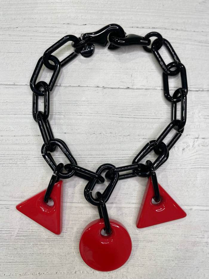 Alisha D Women's Chunky Statement Necklace Resin Red Black