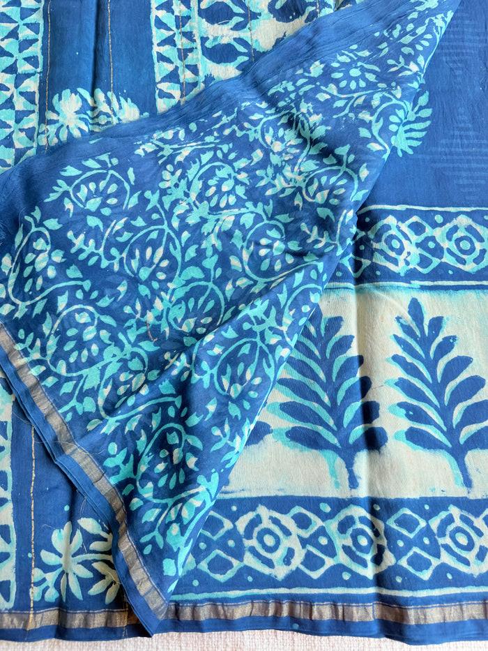 Bagru printed chanderi saree