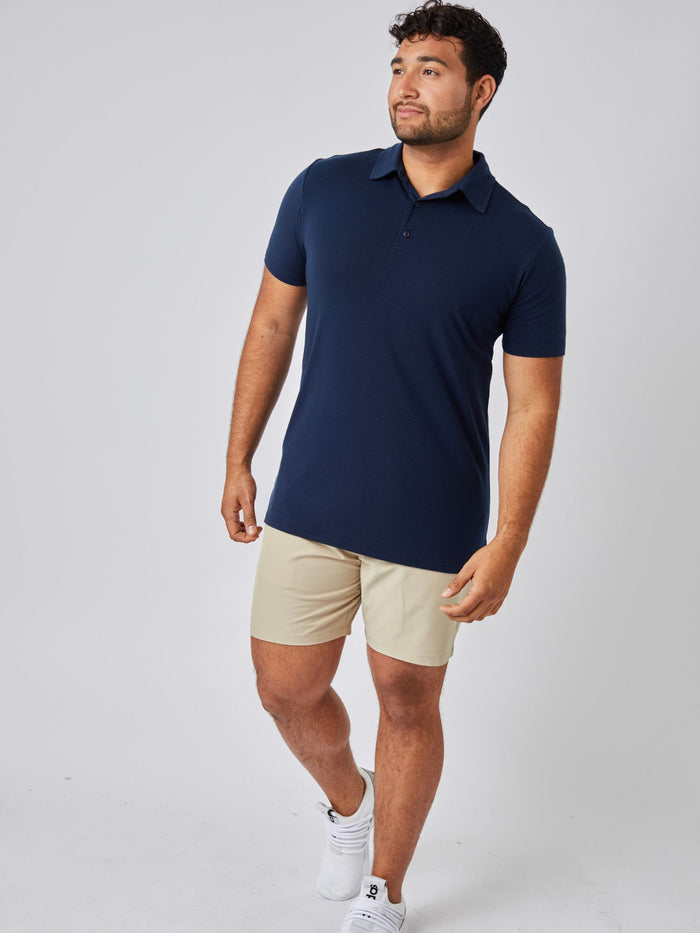 Matheus is 6', 210LBS and wears a size XL # Performance Polo Navy | Motion 3-Pack | Fresh Clean Threads