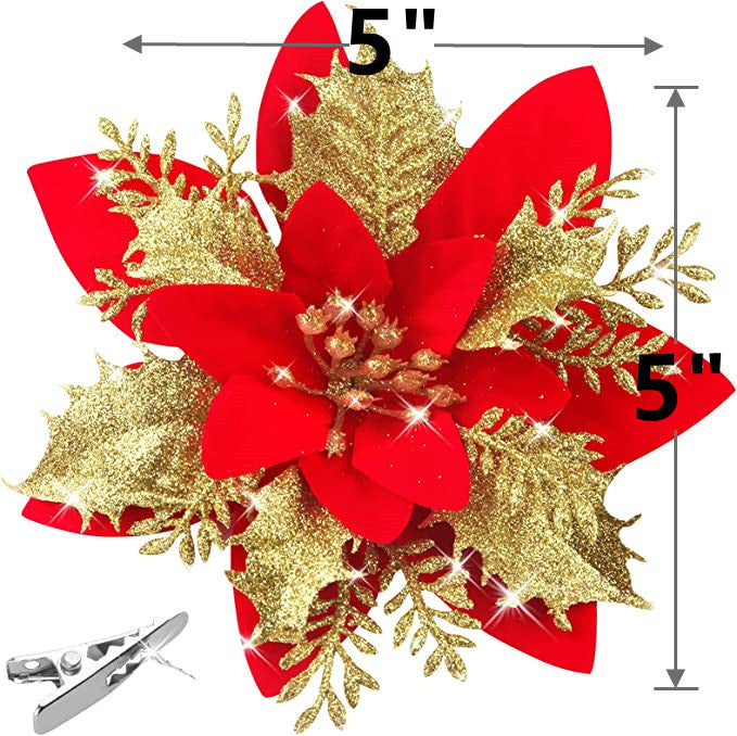 Bulk Led Christmas Hanging Garland and 20 Pcs Poinsettias Artificial Christmas Flowers with Clips Wholesale