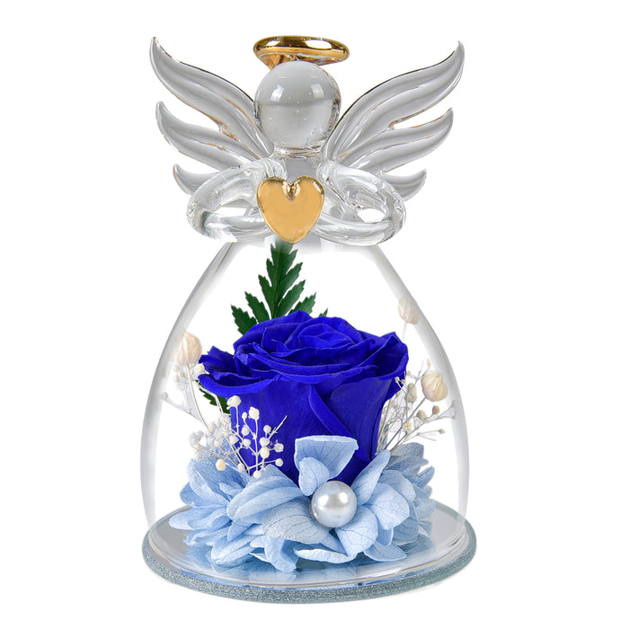 Bulk Preserved Flower Rose Gifts in Glass Angel Figurines for Her Wholesale
