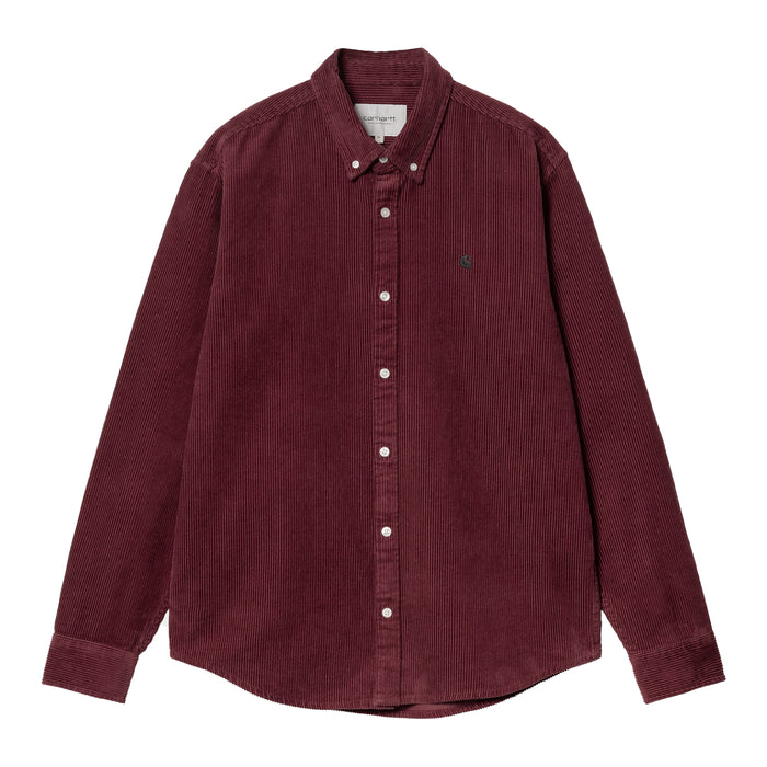 Carhartt WIP Madison Cord L/S Hemd Malbec Black