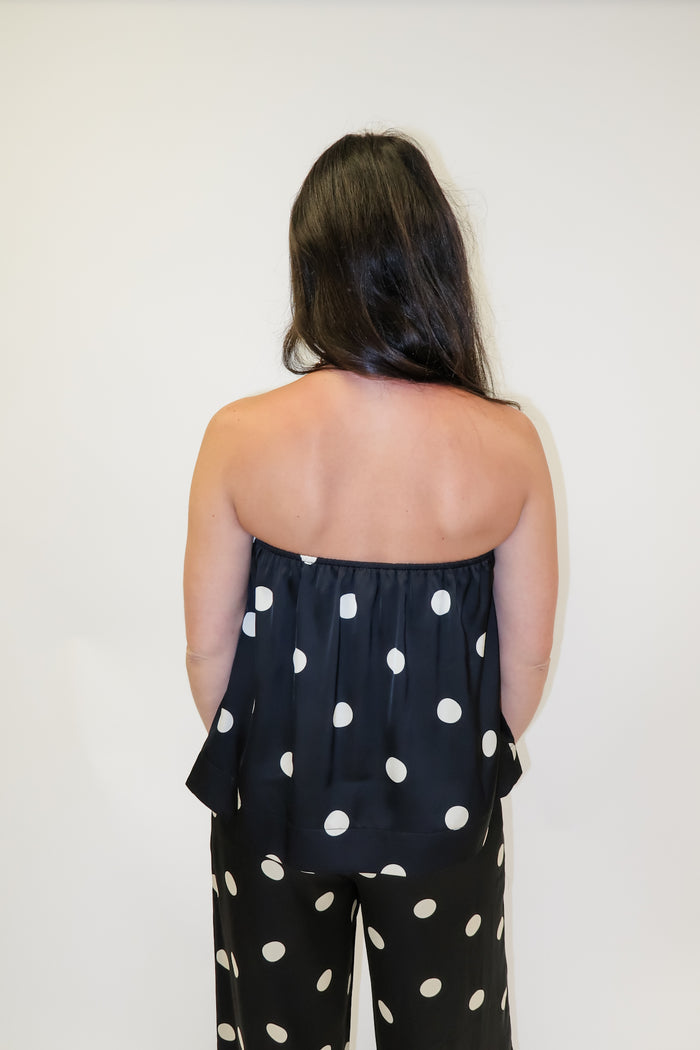 Champagne Wishes Black Silky Polka Dot Top - The Pink Tulip Clothing