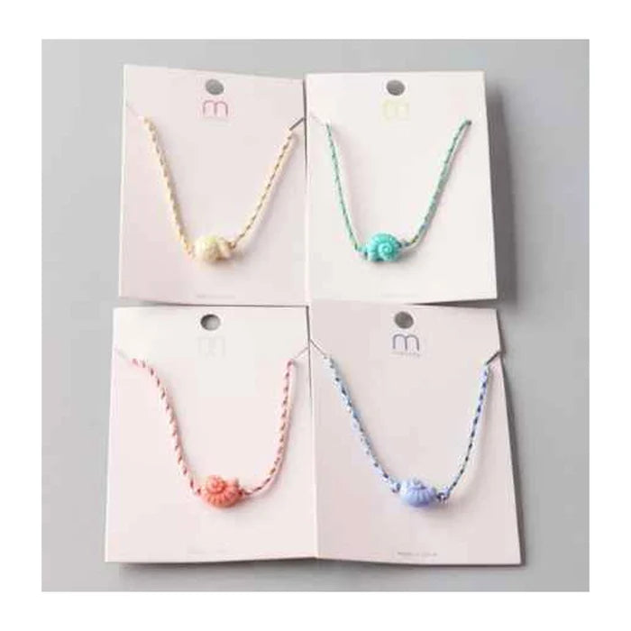 Charming Pastel Seashell Charm Necklace – Minimalist Nautical Cord Jewelry (NK8581)
