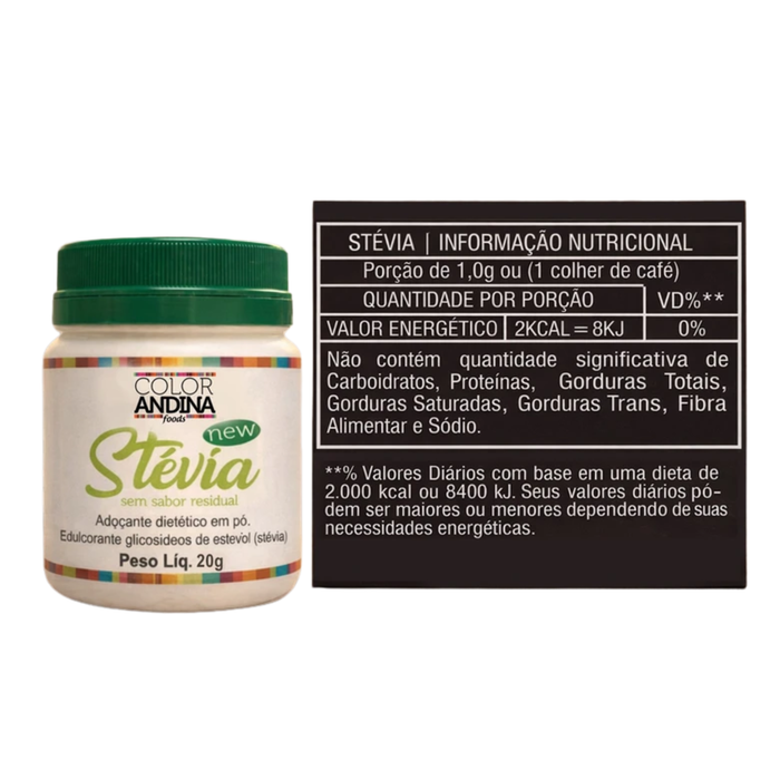 COLOR ANDINA | Adoçante Stevia NOVO (20 Gramas)
