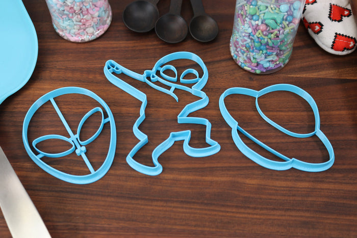 Cute Aliens Cookie Cutters, Set 1 - UFO Cookie Cutter, Alien Abduction, The Greys, Grey Alien Face, I Want to Believe