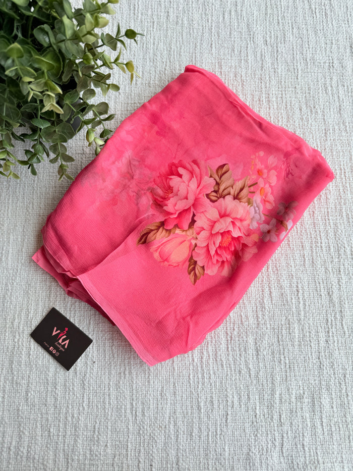 Digital floral printed pure chiffon saree