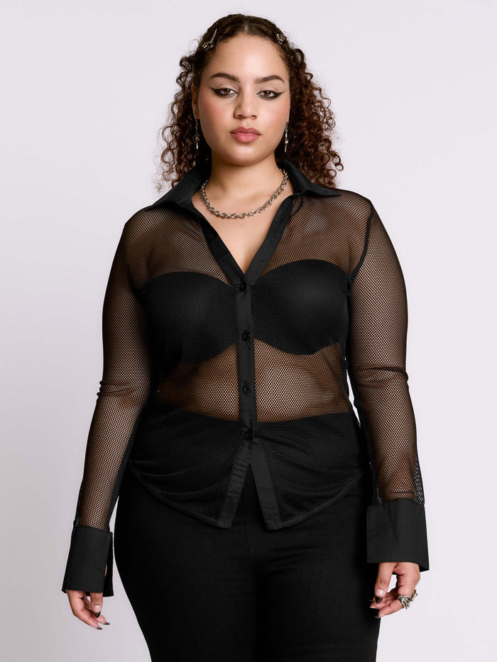 FISHNET BUTTON UP SHIRT