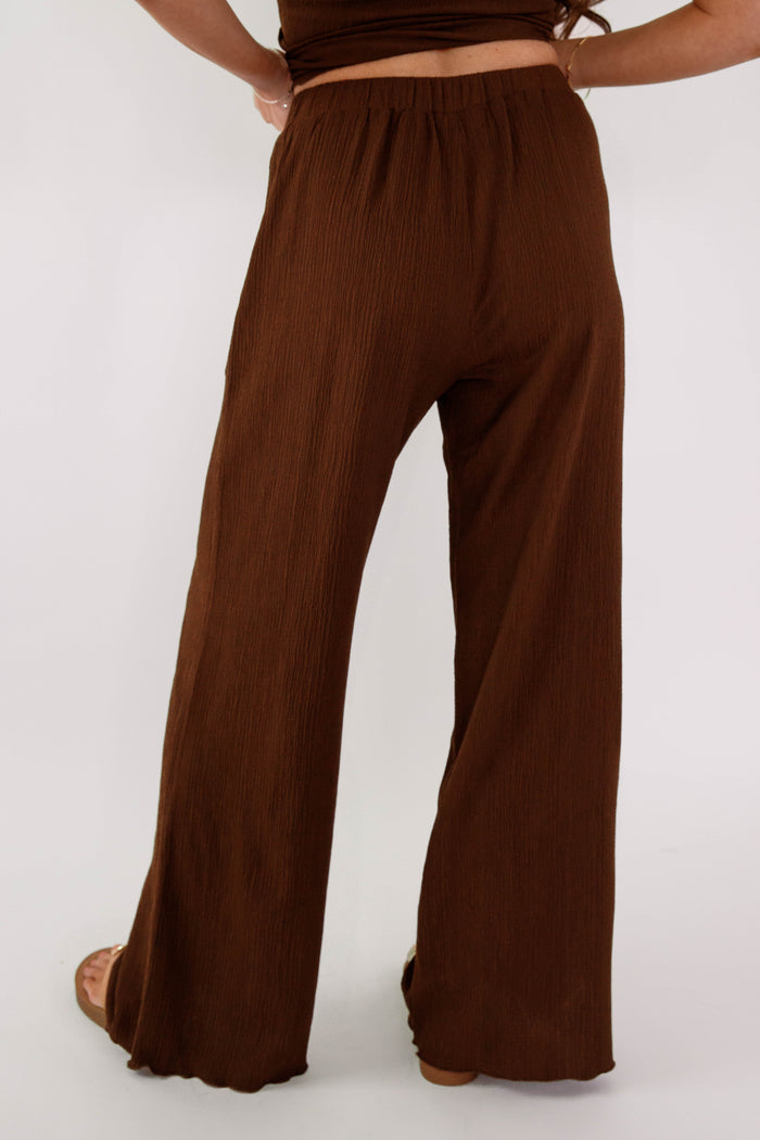 Brown Wide Leg Pants- Matching Tank and Pant Set- Mable Brown Matching Set