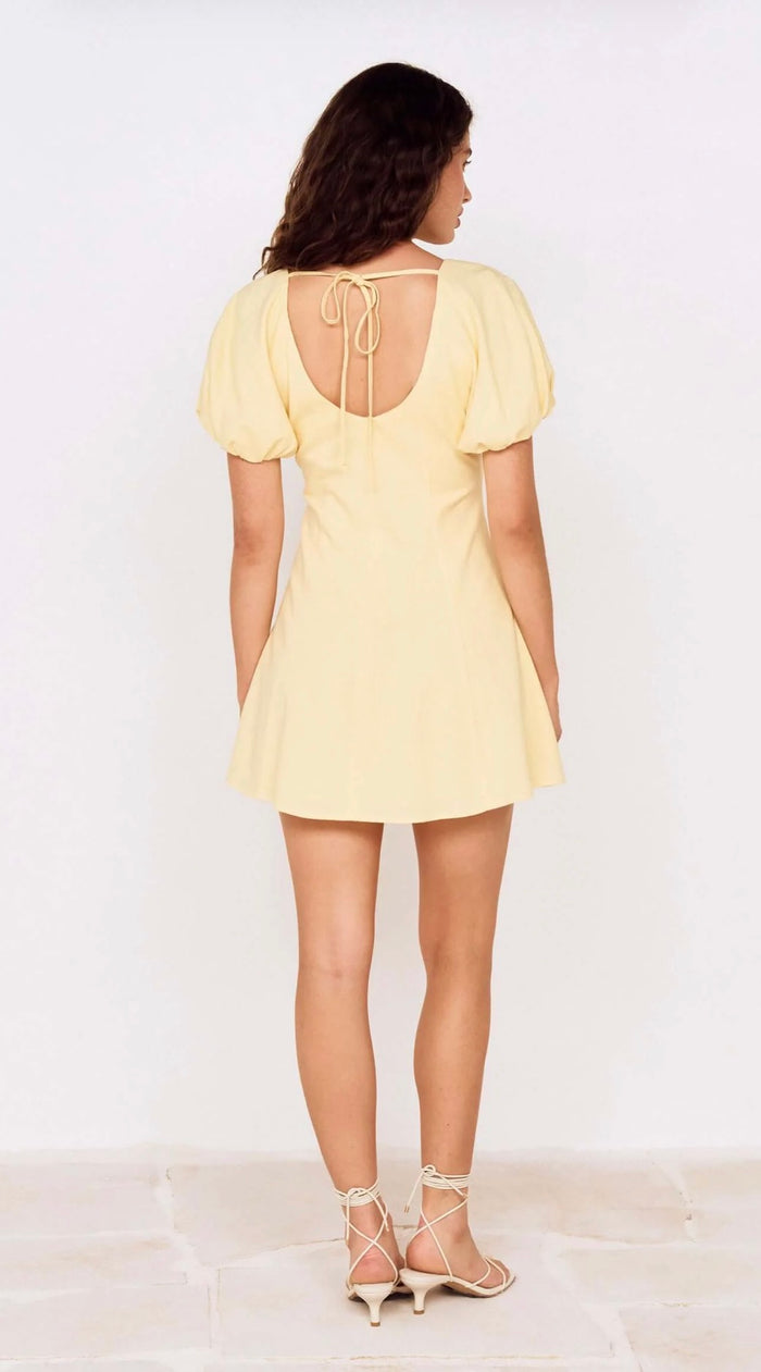 Grazia Puff Sleeve Mini Dress - Butter