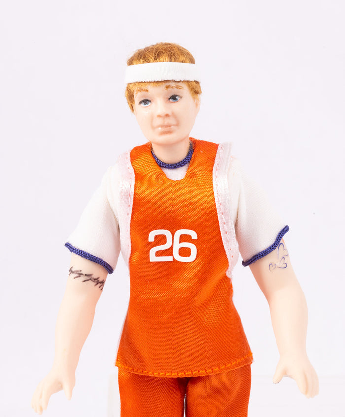 Handmade Porcelain Male Doll Dressed as Basketball Player