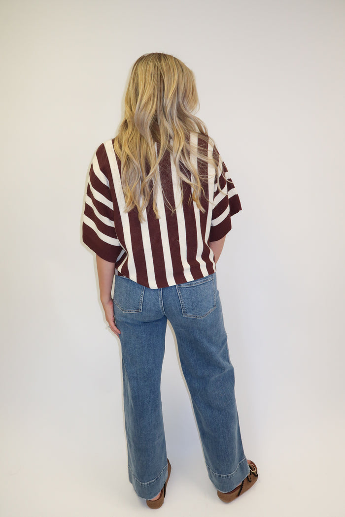 Headed Somewhere Vertical Stripe Knit Top - The Pink Tulip Clothing