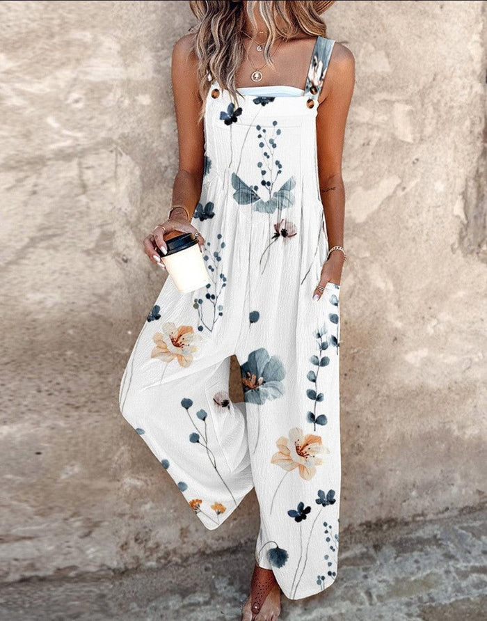 Indira - Combinaison sans manches à imprimé végétal pour un look estival frais et élégant
