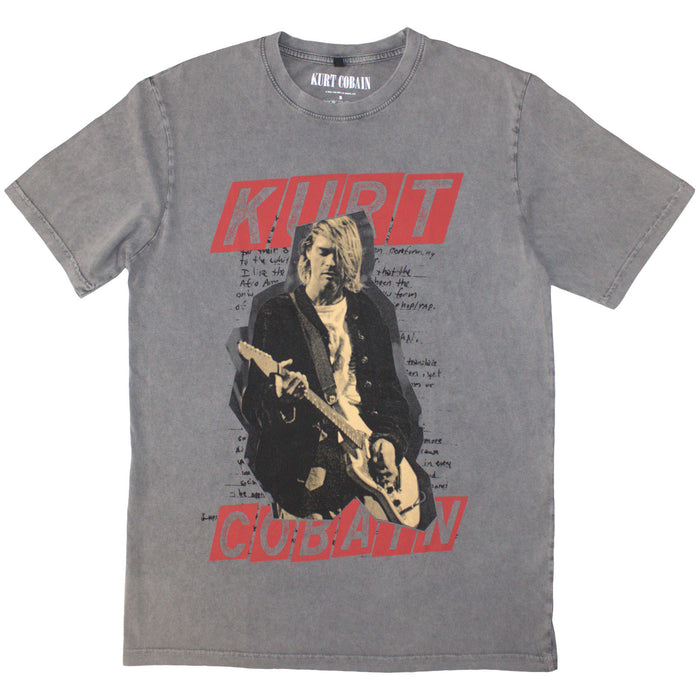 KURT COBAIN - COLLAGE - Stone Wash T-Shirt Grey
