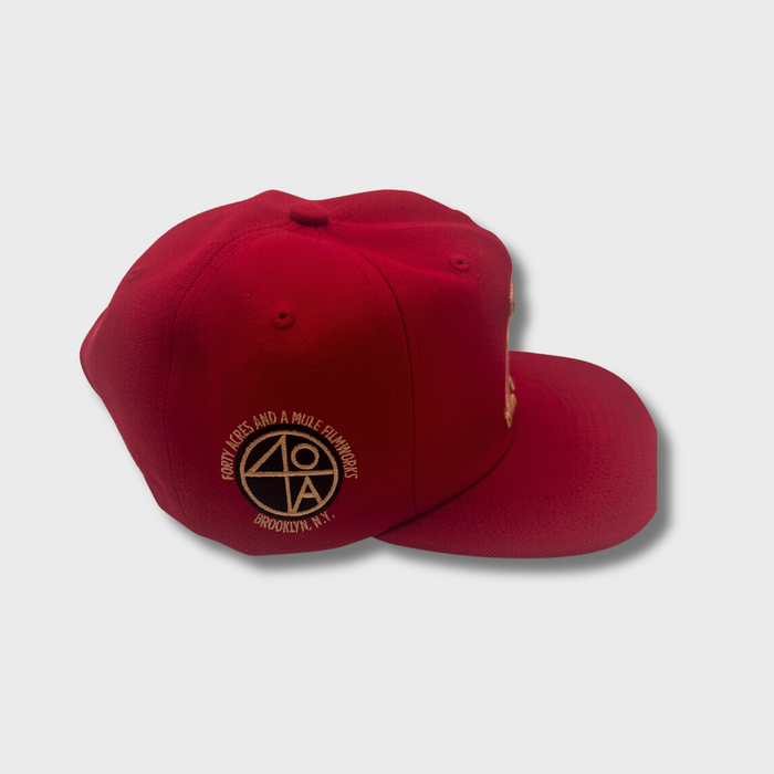 Malcolm X 100th Birthday RED Leather Strapback Hat – Spike Lee's 40 Acres x Mitchell & Ness Limited Edition