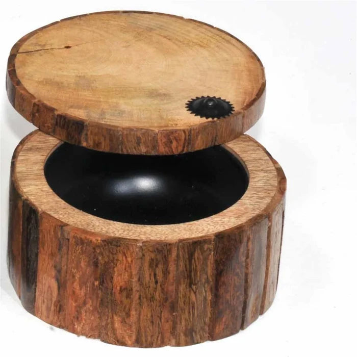 Mango Wood Bark Round Box