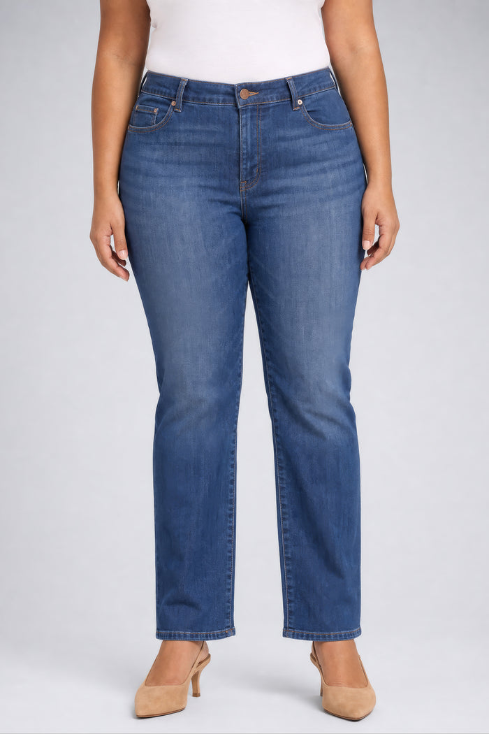 Marilyn Straight Jeans In Plus Size - Elm