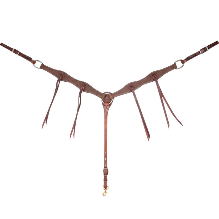 Martin Saddlery | 1.5" Breastcollar Chocolate with Rosette Strings