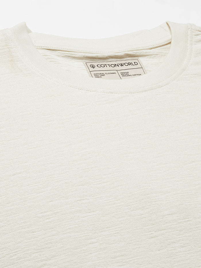 Men's 100% Cotton Regular Fit Round Neck Tshirt Natural