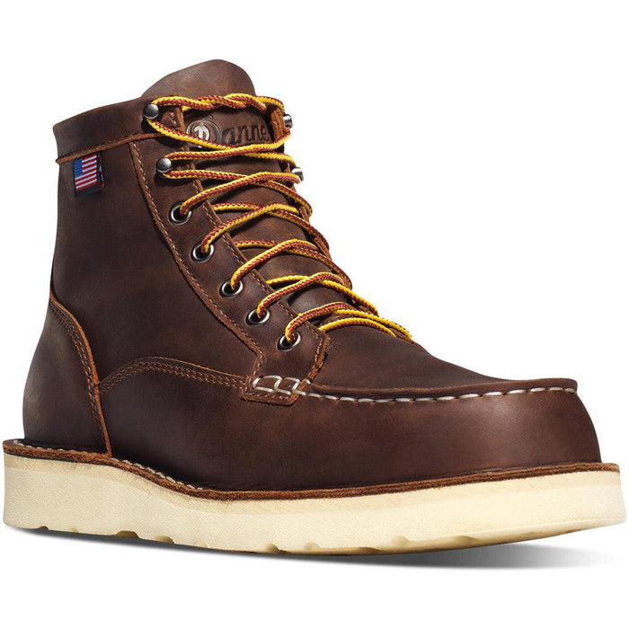 USA made Danner Bull Run 6-inch soft toe moc toe boot in brown, further product view