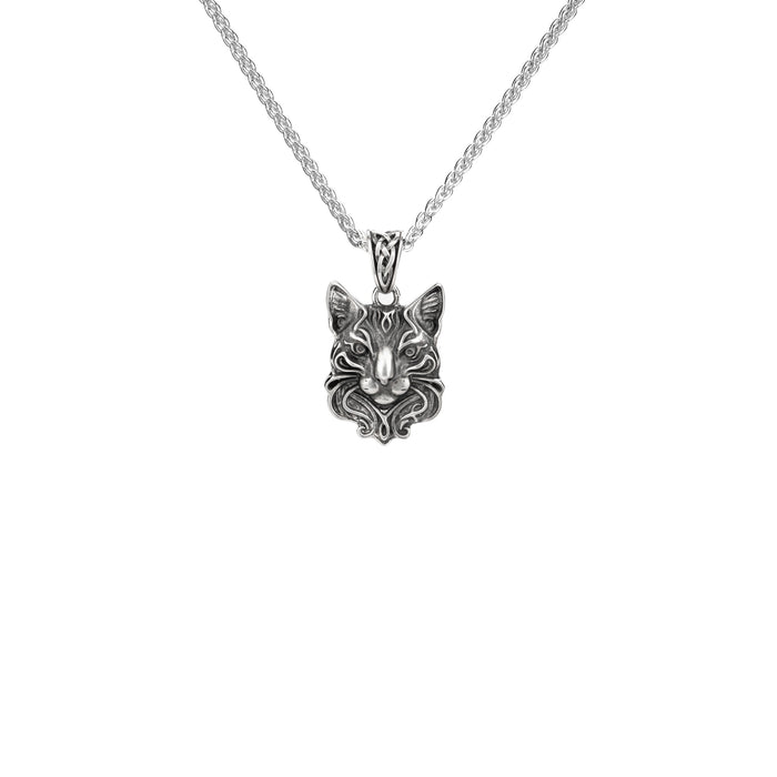 Oxidized Silver Cat Pendant