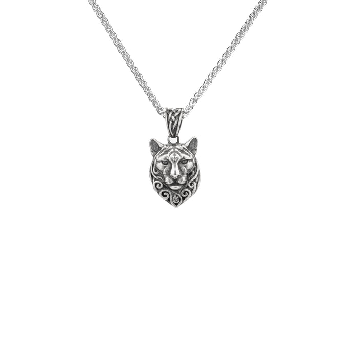Oxidized Silver Cougar Pendant