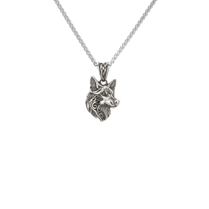 Oxidized Silver Dog (Profile) Pendant