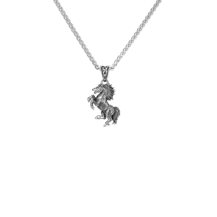 Oxidized Silver Horse Pendant