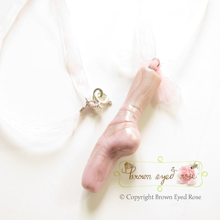 Ballet slipper pendant necklace