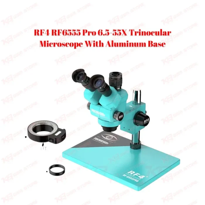 RF4 RF6555 Pro 6.5-55X Trinocular Microscope With Aluminum Base