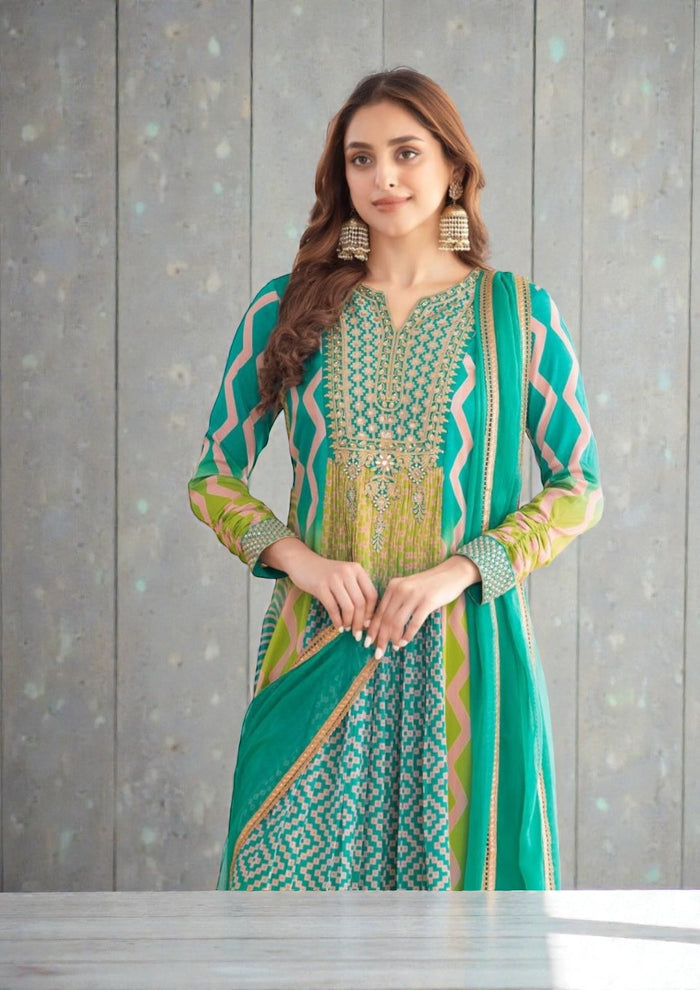 Saawan : Chinon silk long gowns by Kurti Connection USA