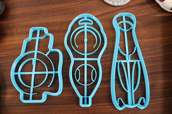 Scuba Diving Cookie Cutters, Set 1 - Depth Gauge, Scuba Fins, Scuba Goggles, Scuba Respirator, Scuba Tank - Water Sports