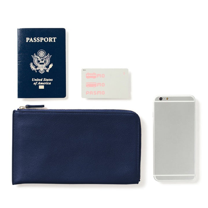 Slim Zip Travel Wallet Navy Blue