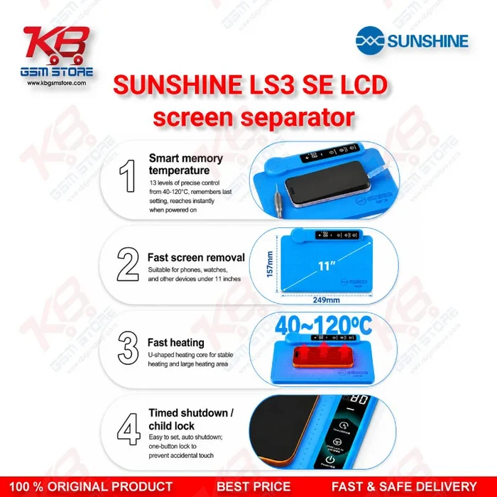 Sunshine LS3 SE LCD Screen Separator – 11 Inch Smart Heating Plate 40-120°C