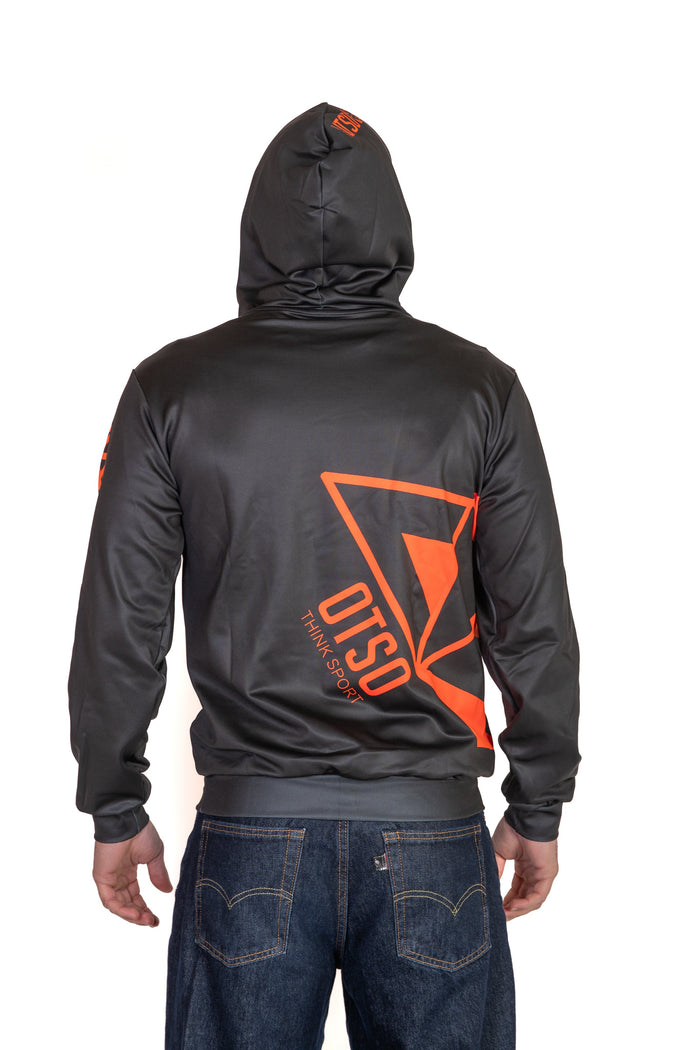 Sweat à capuche- Black & Fluo Orange Otso
