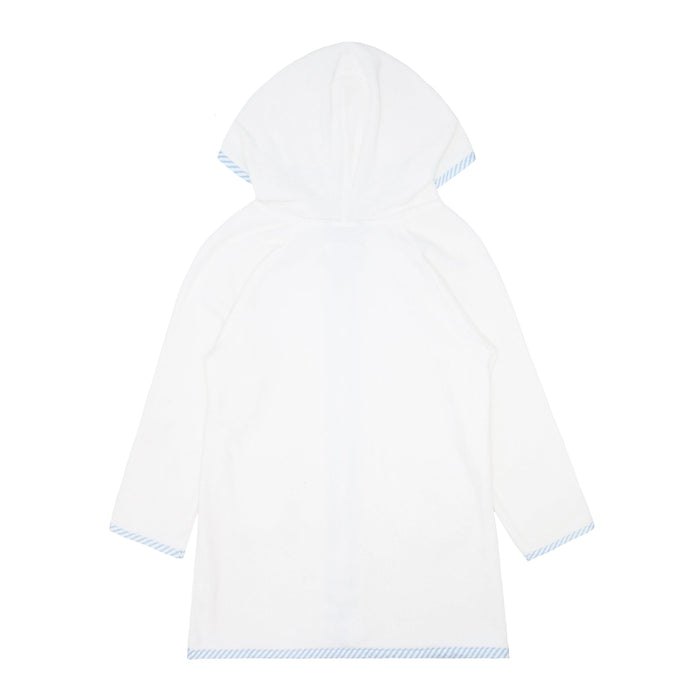 unisex white french terry zipper coverup