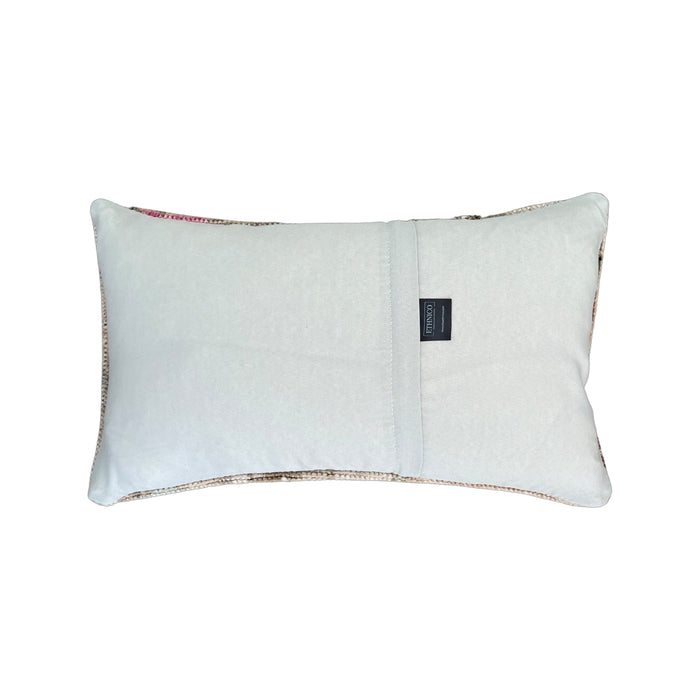Handmade traditional Turkish oushak pillow cover made with vintage rugs 12x20 beige tan taupe