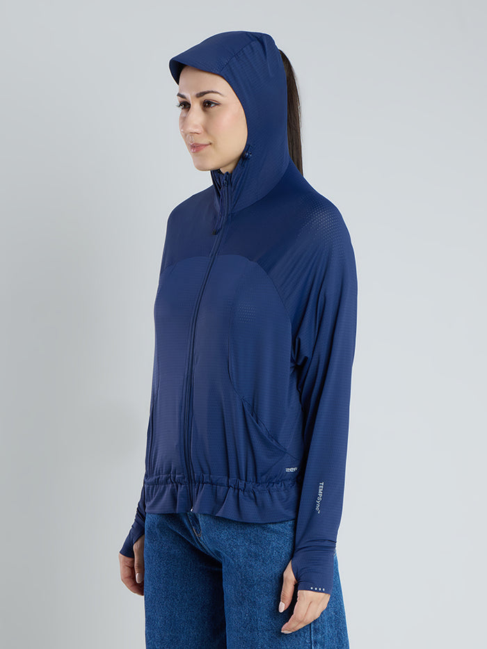 Women's Dark Blue Crop Top Sun Jacket | AirWeave™