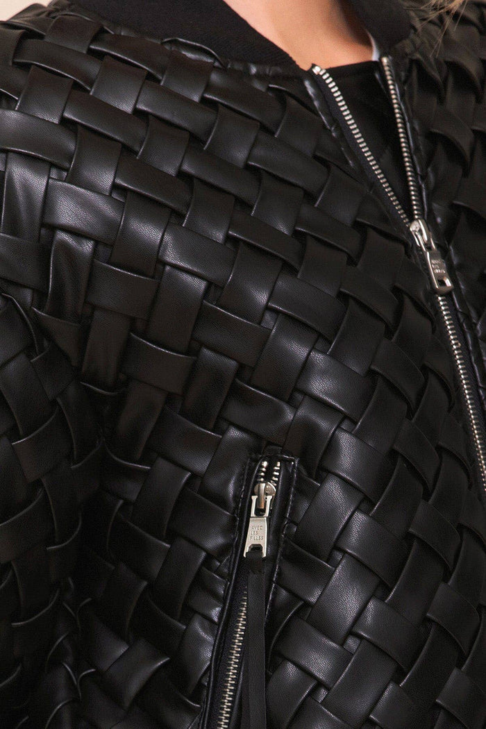 Woven Faux-Ever Leather™ Bomber Jacket - Black