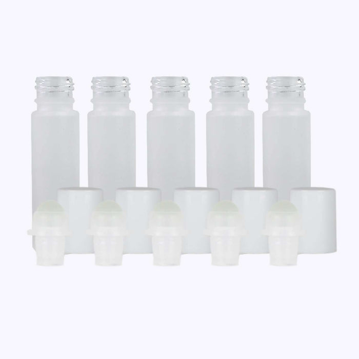 10 ml White Frosted Glass Roller Bottle (Pack of 5) at Your Oil Tools