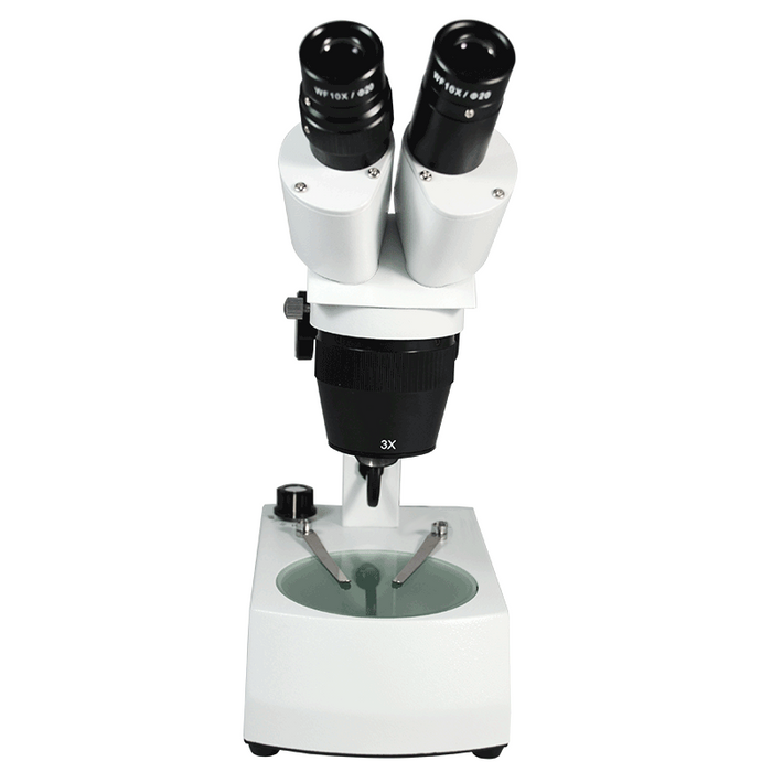 10X/30X Widefield Stereo Microscope, Binocular, Track Stand, Halogen Top and Bottom Light, Bright Field