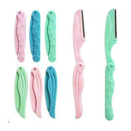 12-Piece Portable Folding Eyebrow Razor Set - Precision Facial Shaper and Dermaplaning Tool Kit for Women (LBT02A)