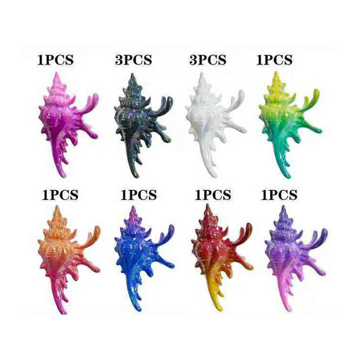 13cm Iridescent Seashell Claw Clip - 12-Piece Assorted Mermaid Sea Shell Hair Jaw Clips Bulk Set (LHC11BC)