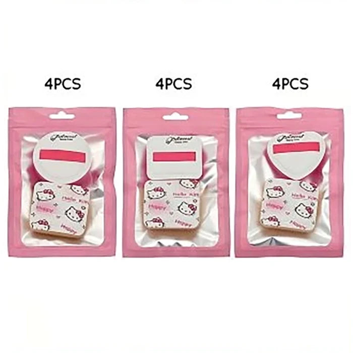 2-Piece Cute Cartoon Kitten Makeup Powder Puff Set – Soft Heart & Square Cosmetic Sponges for Setting Powder, Foundation, and Concealer (BFB-1104)