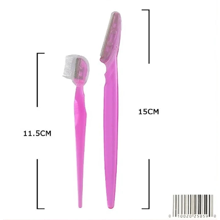 2-Piece Precision Eyebrow Razor & Facial Hair Trimmer Set – Dermaplaning Tool with Micro Comb Guard for Peach Fuzz & Eyebrow Shaping (BFT-5059)