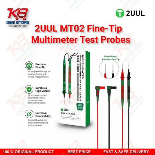 2UUL MT02 Fine-Tip Multimeter Test Probes – Nickel-Plated Precision PCB Test Pen