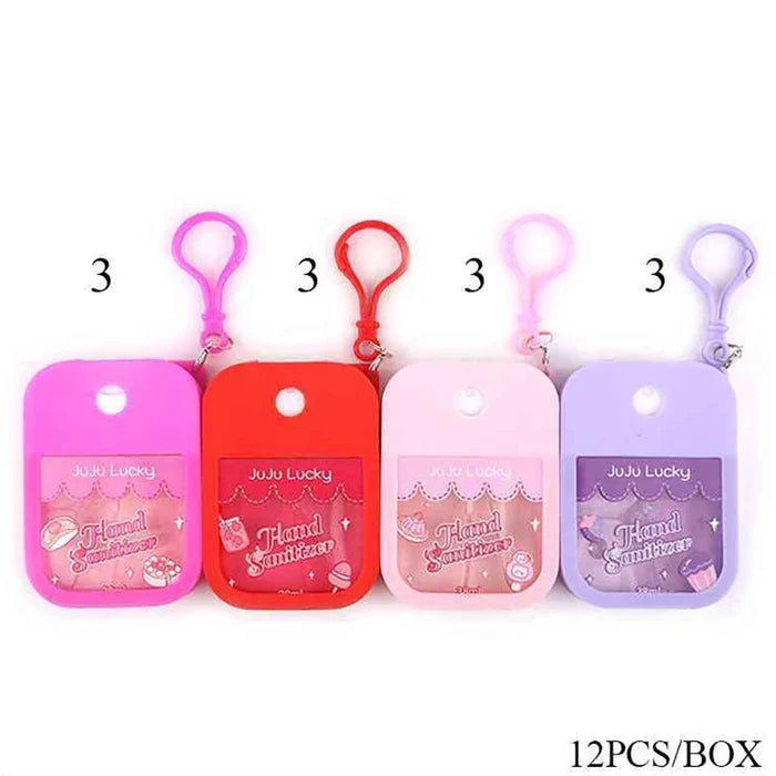 38ml Portable Keychain Hand Sanitizer Spray Bottle Set (12 Pcs) – Refillable Travel Fine Mist Spray Holder with Silicone Case & Clips for Backpacks, School, Travel (ANV-1795)