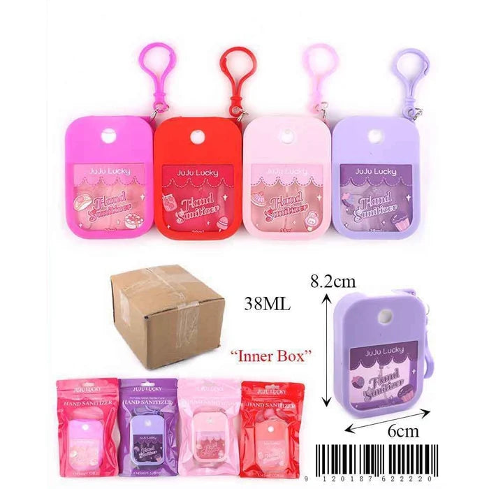 38ml Portable Keychain Hand Sanitizer Spray Bottle Set (12 Pcs) – Refillable Travel Fine Mist Spray Holder with Silicone Case & Clips for Backpacks, School, Travel (ANV-1795)