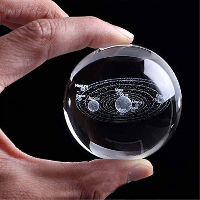 3D Galaxy Crystal Ball Night Light With Wooden Base - Medium