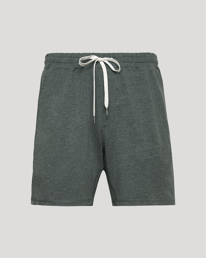 Charcoal Heather Gray Active Comfort Shorts with drawstring, side pockets, zip back.